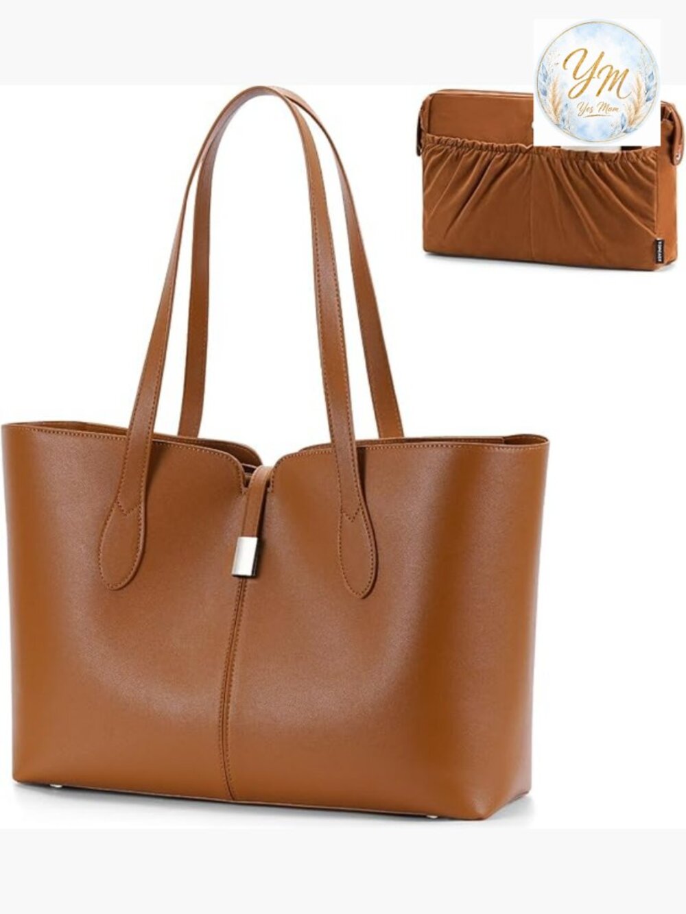 Laptop Tote Bag with Removable Sleeve 15.6" Work Shoulder Bag Leather Handbag
